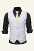 Afbeelding in Gallery-weergave laden, Single Breasted Revers Witte Print Heren Vest