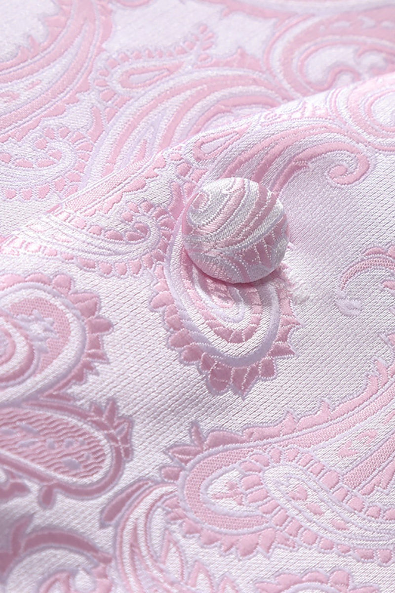Afbeelding in Gallery-weergave laden, Single Breasted Revers Roze Print Heren Vest