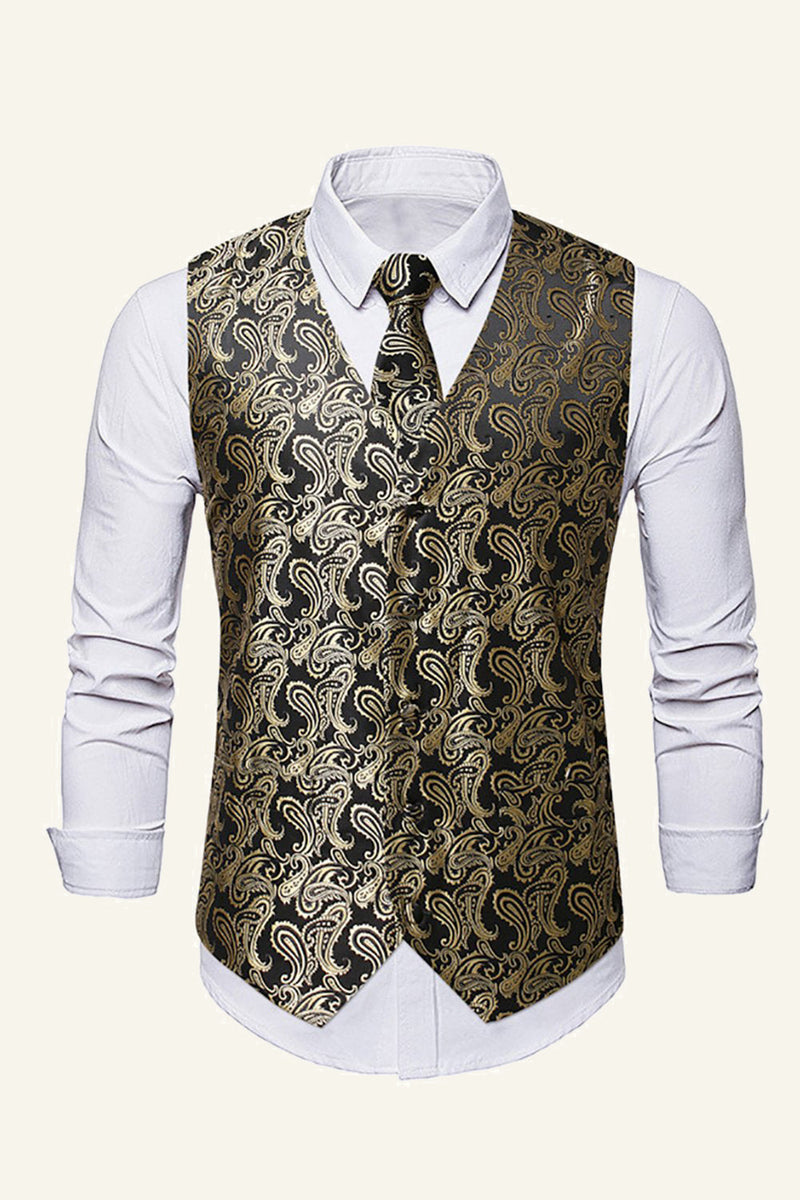 Afbeelding in Gallery-weergave laden, Single Breasted Revers Goud Heren Vest