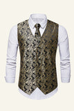 Single Breasted Revers Goud Heren Vest