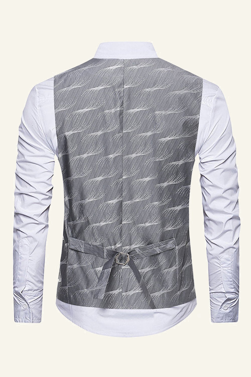 Afbeelding in Gallery-weergave laden, Grijs Revers Double Breasted Heren Pak Vest