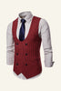Afbeelding in Gallery-weergave laden, Donkergroen Revers Double Breasted Heren Pak Vest