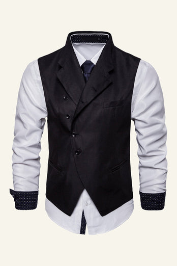 Zwarte Sjaal Revers Heren Casual Vest
