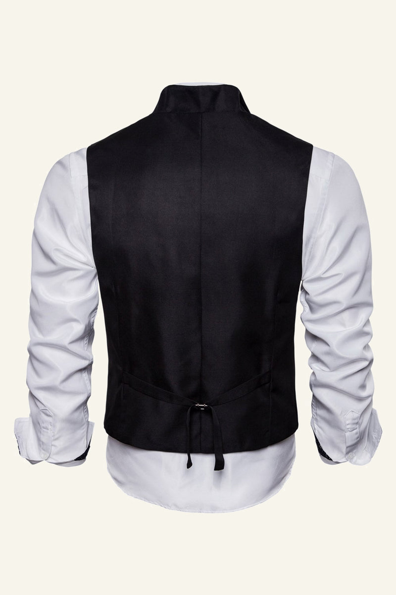 Afbeelding in Gallery-weergave laden, Zwarte Sjaal Revers Heren Casual Vest