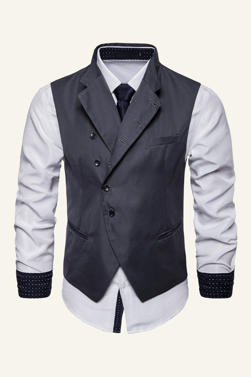 Afbeelding in Gallery-weergave laden, Zwarte Sjaal Revers Heren Casual Vest