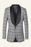 Bruin Geruite Sjaal Revers Heren Prom Blazer