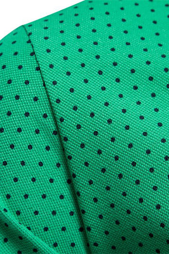 Klassiek Groen Regular Fit Polka Dots Heren Polo Shirt