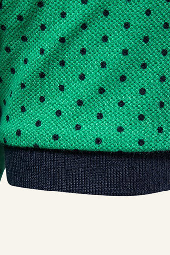Klassiek Groen Regular Fit Polka Dots Heren Polo Shirt