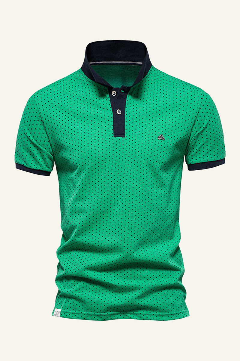 Afbeelding in Gallery-weergave laden, Klassiek Groen Regular Fit Polka Dots Heren Polo Shirt