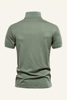 Klassiek Grijs Groen Regular Fit Heren Polo shirt met kraag