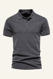 Klassiek Grijs Groen Regular Fit Korte Mouwen Heren Polo Shirt