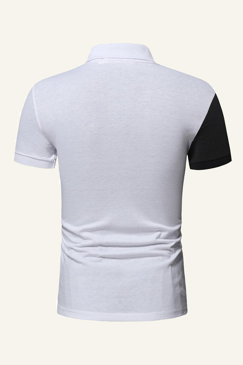 Afbeelding in Gallery-weergave laden, Zwart en grijs Regular Fit Collared Patchwork Heren Polo Shirt
