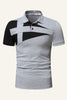Afbeelding in Gallery-weergave laden, Zwart en grijs Regular Fit Collared Patchwork Heren Polo Shirt