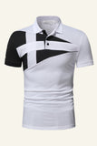 Zwart en grijs Regular Fit Collared Patchwork Heren Polo Shirt