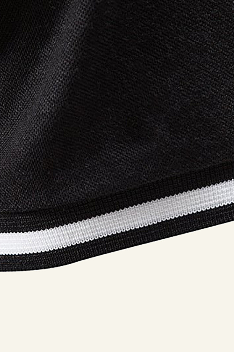 Afbeelding in Gallery-weergave laden, Zwart Regular Fit Kraag Korte Mouwen Heren Polo Shirt met Bloem
