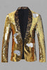 Afbeelding in Gallery-weergave laden, Sparkly Golden Pailletten Sjaal Revers Heren Blazer