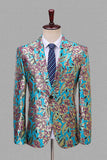 Zwarte en gouden gekerfde revers Jacquard heren blazer