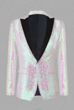 Sparkly White Sequins Peak Revers Heren Prom Blazer