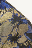 Blauwe Jacquard Shawl Revers Heren 2 Delige Prom Suits