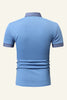 Afbeelding in Gallery-weergave laden, Blauw Patchwork Katoen Casual Poloshirt met korte mouwen