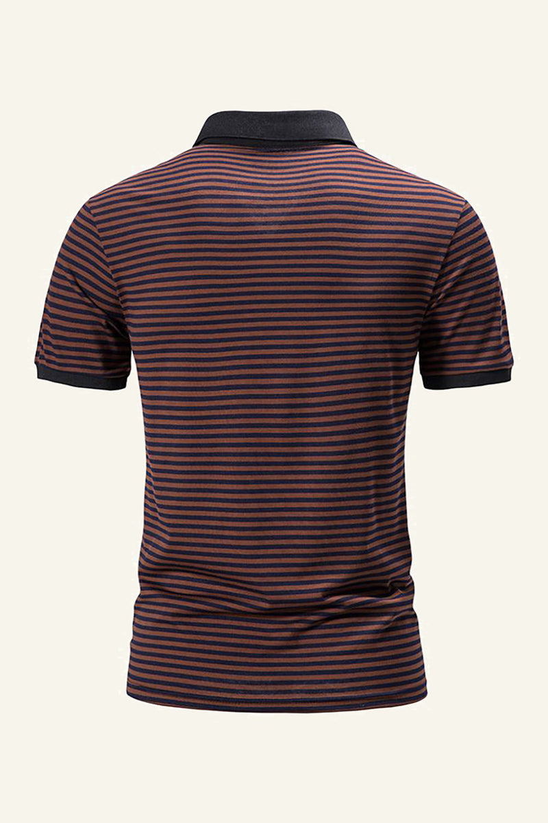 Afbeelding in Gallery-weergave laden, Bruin streep korte mouwen Slim Fit Polo Shirt