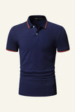 Slim Fit Marineblauw Poloshirt met korte mouwen