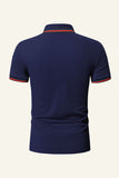 Slim Fit Marineblauw Poloshirt met korte mouwen