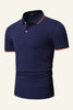 Afbeelding in Gallery-weergave laden, Slim Fit Marineblauw Poloshirt met korte mouwen