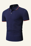 Slim Fit Marineblauw Poloshirt met korte mouwen