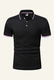 Heren zwart katoenen casual poloshirt met korte mouwen