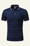 Heren zwart katoenen casual poloshirt met korte mouwen