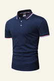 Heren zwart katoenen casual poloshirt met korte mouwen