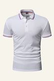 Heren zwart katoenen casual poloshirt met korte mouwen