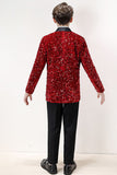 Sparkly Red Sequins Jongens 3-delige formele pak set