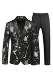 Mannen Rode Jacquard 3-delige revers revers homecoming suits