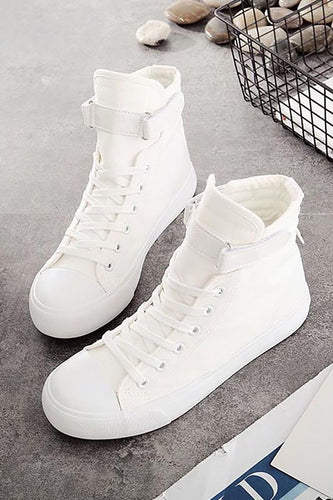 Witte gesp hoge top canvas sneakers