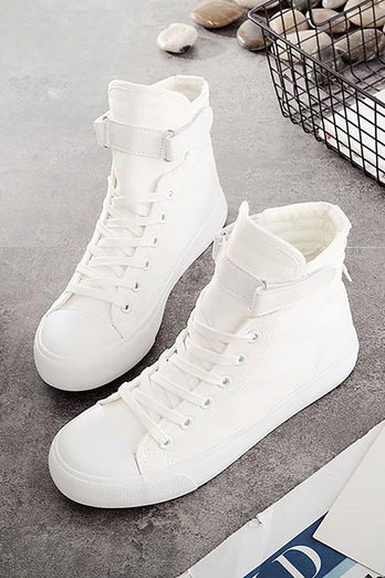 Witte gesp hoge top canvas sneakers