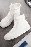 Witte gesp hoge top canvas sneakers