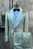 Afbeelding in Gallery-weergave laden, Glitter witte jacquard 2-delige herenpakken met riem