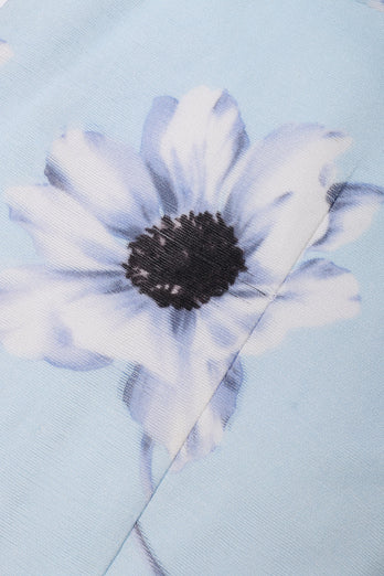 Lichtblauwe Peak Revers 2-delige bloemen heren galapakken