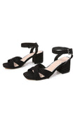 Black Cross Enkelband Chunky Heeled Sandalen