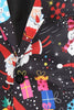 Afbeelding in Gallery-weergave laden, Kleurrijke zwart bedrukte 3-delige kerst herenpakken