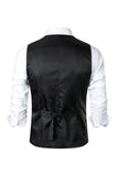 Zwart Single Breasted V-hals Heren Retro Casual Vest