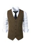 Zwart Single Breasted V-hals Heren Retro Casual Vest