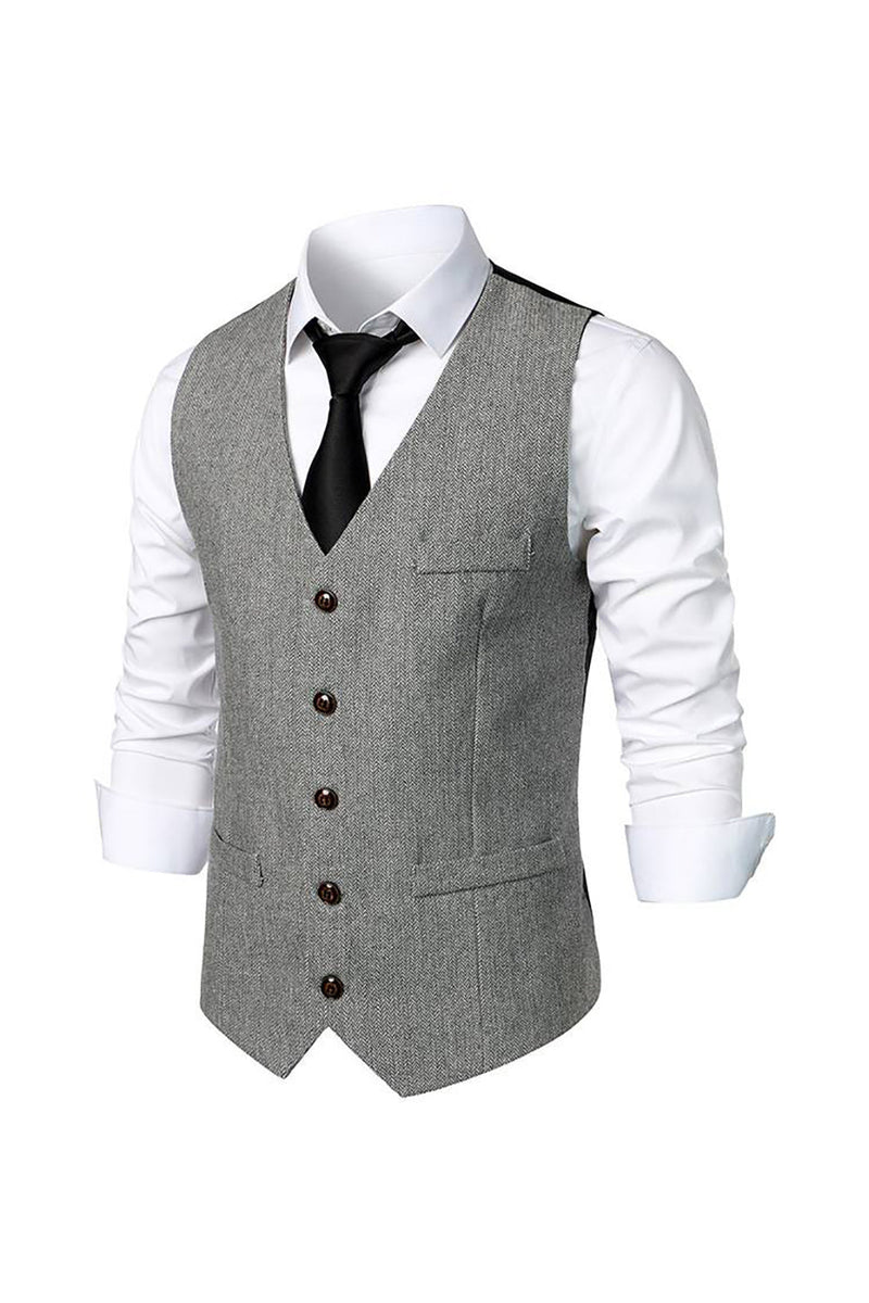 Afbeelding in Gallery-weergave laden, Zwart Single Breasted V-hals Heren Retro Casual Vest