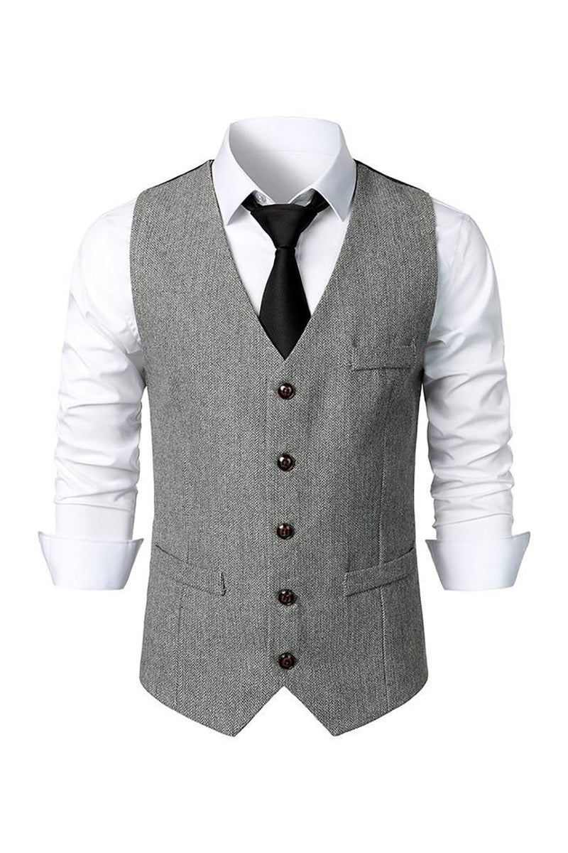 Afbeelding in Gallery-weergave laden, Zwart Single Breasted V-hals Heren Retro Casual Vest