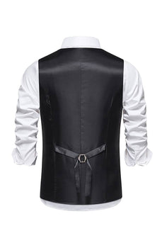 Donkerblauw Retro Single Breasted Driedimensionaal Pocket Heren Suit Vest