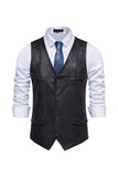 Bruin V-hals suède single-breasted casual herenvest