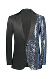 Sprankelende zwarte en gouden pailletten Patchwork mannen blazer