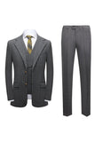 Silm Fit Notched Revers Twee Knopen Grijze Heren Prom Suits